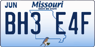 MO license plate BH3E4F