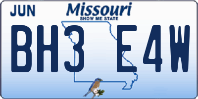MO license plate BH3E4W