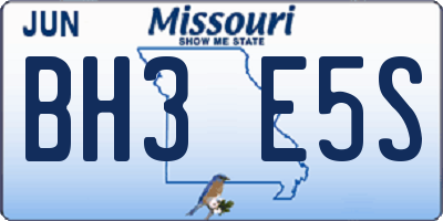 MO license plate BH3E5S