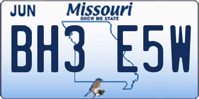 MO license plate BH3E5W