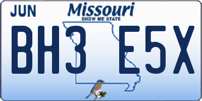 MO license plate BH3E5X