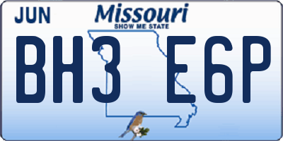 MO license plate BH3E6P