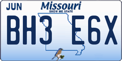 MO license plate BH3E6X