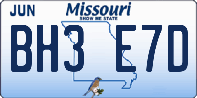 MO license plate BH3E7D