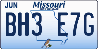 MO license plate BH3E7G
