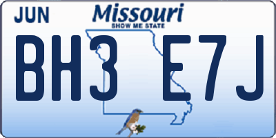 MO license plate BH3E7J