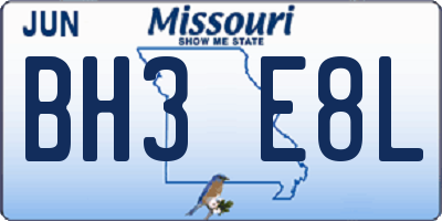 MO license plate BH3E8L