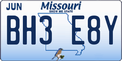 MO license plate BH3E8Y