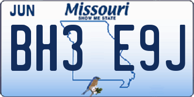 MO license plate BH3E9J