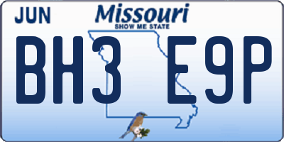 MO license plate BH3E9P