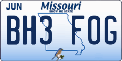 MO license plate BH3F0G