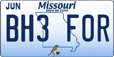 MO license plate BH3F0R