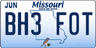 MO license plate BH3F0T