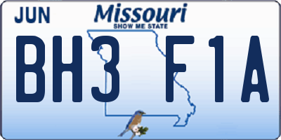 MO license plate BH3F1A