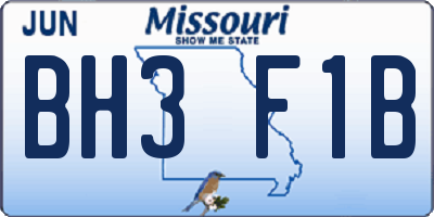 MO license plate BH3F1B