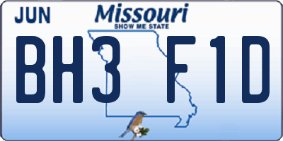 MO license plate BH3F1D