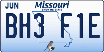 MO license plate BH3F1E