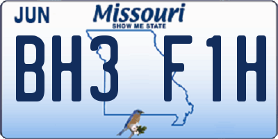 MO license plate BH3F1H