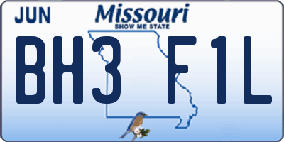 MO license plate BH3F1L