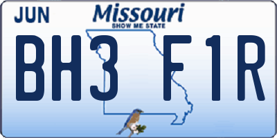 MO license plate BH3F1R