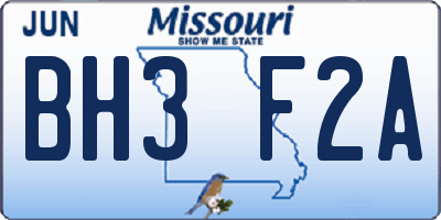 MO license plate BH3F2A