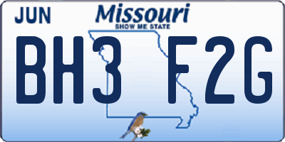 MO license plate BH3F2G