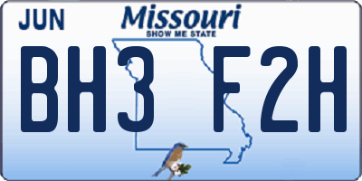 MO license plate BH3F2H