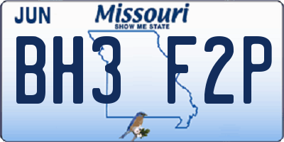 MO license plate BH3F2P