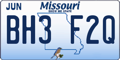MO license plate BH3F2Q
