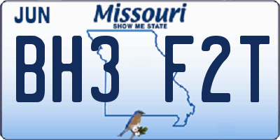 MO license plate BH3F2T