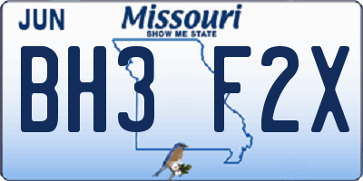 MO license plate BH3F2X