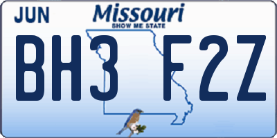 MO license plate BH3F2Z