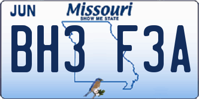 MO license plate BH3F3A