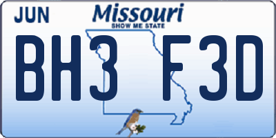MO license plate BH3F3D