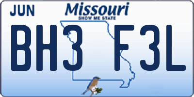 MO license plate BH3F3L