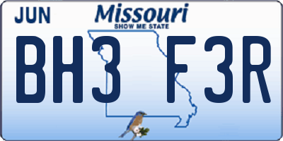 MO license plate BH3F3R