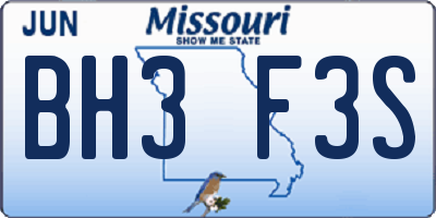 MO license plate BH3F3S