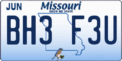 MO license plate BH3F3U