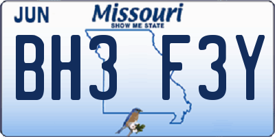 MO license plate BH3F3Y