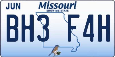 MO license plate BH3F4H
