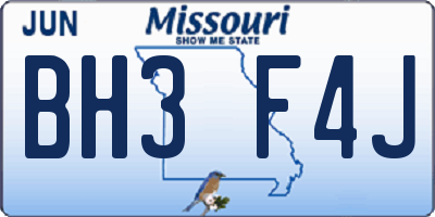 MO license plate BH3F4J