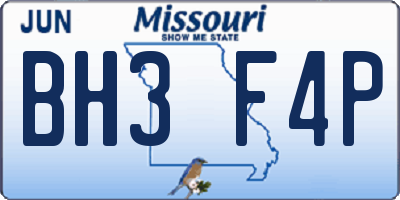 MO license plate BH3F4P