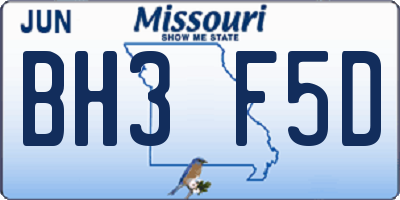 MO license plate BH3F5D