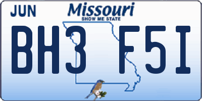 MO license plate BH3F5I