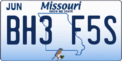 MO license plate BH3F5S
