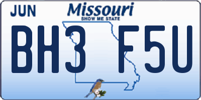 MO license plate BH3F5U