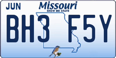 MO license plate BH3F5Y