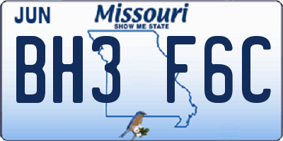 MO license plate BH3F6C