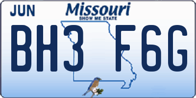 MO license plate BH3F6G