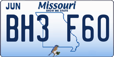 MO license plate BH3F6O